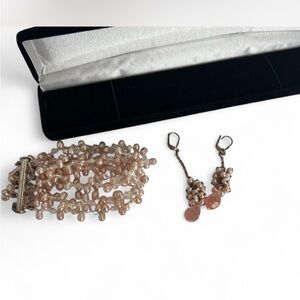 Handmade Elegant pinkish crystal Bracelet and Earring Set